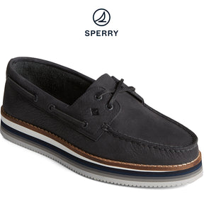 Women's Authentic Original Stacked Boat Shoe - Black (STS87116)