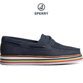 Women's Authentic Original Stacked Boat Shoe - Navy (STS87497)