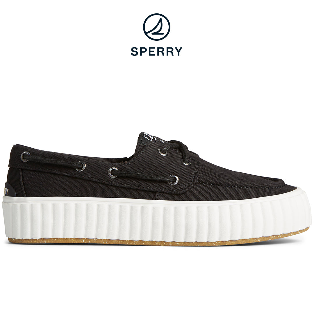 Women's SeaCycled™  Pier Wave Platform Boat Sneaker Black (STS88789)
