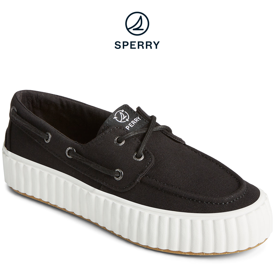 Women's SeaCycled™  Pier Wave Platform Boat Sneaker Black (STS88789)