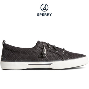 Women's SeaCycled™  Pier Wave Basket Weave Shimmer Sneaker Black (STS88796)