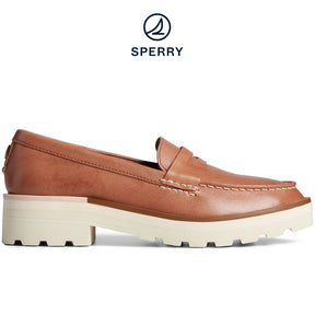Women's Chunky Penny Leather Loafer Tan (STS88880)