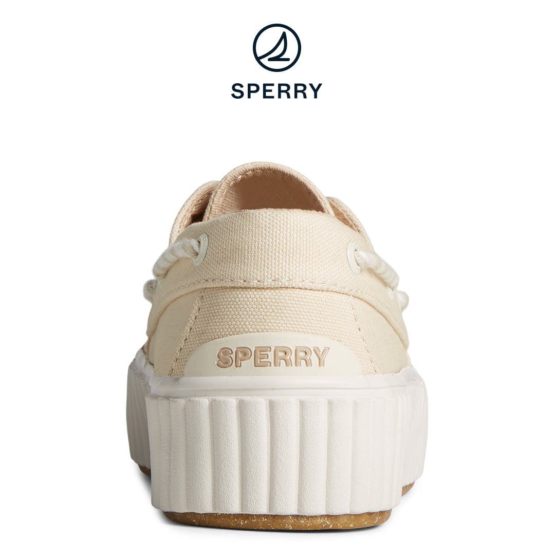 Women's SeaCycled™  Pier Wave Platform Resort Boat Sneaker Cream (STS89067)