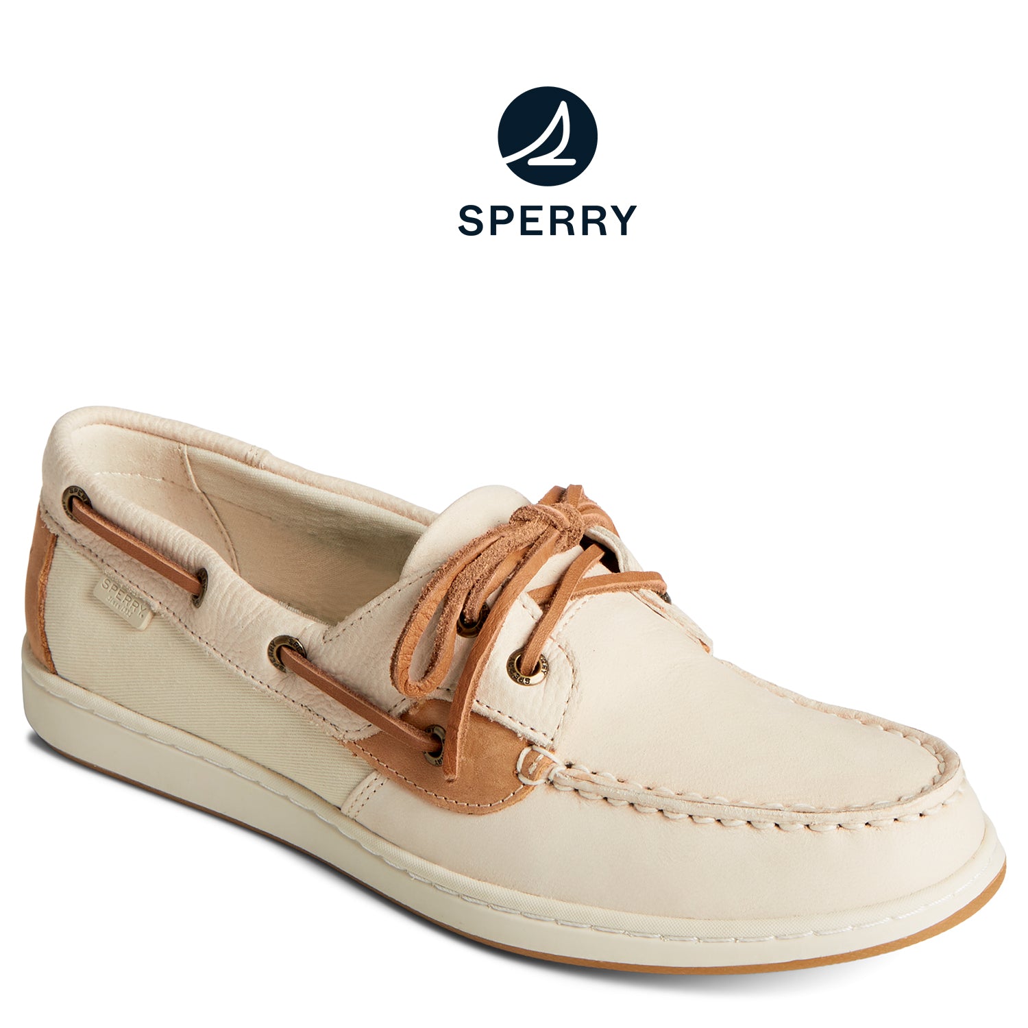 Women's CoastFish Textured Leather Boat Shoe Off White (STS89138)
