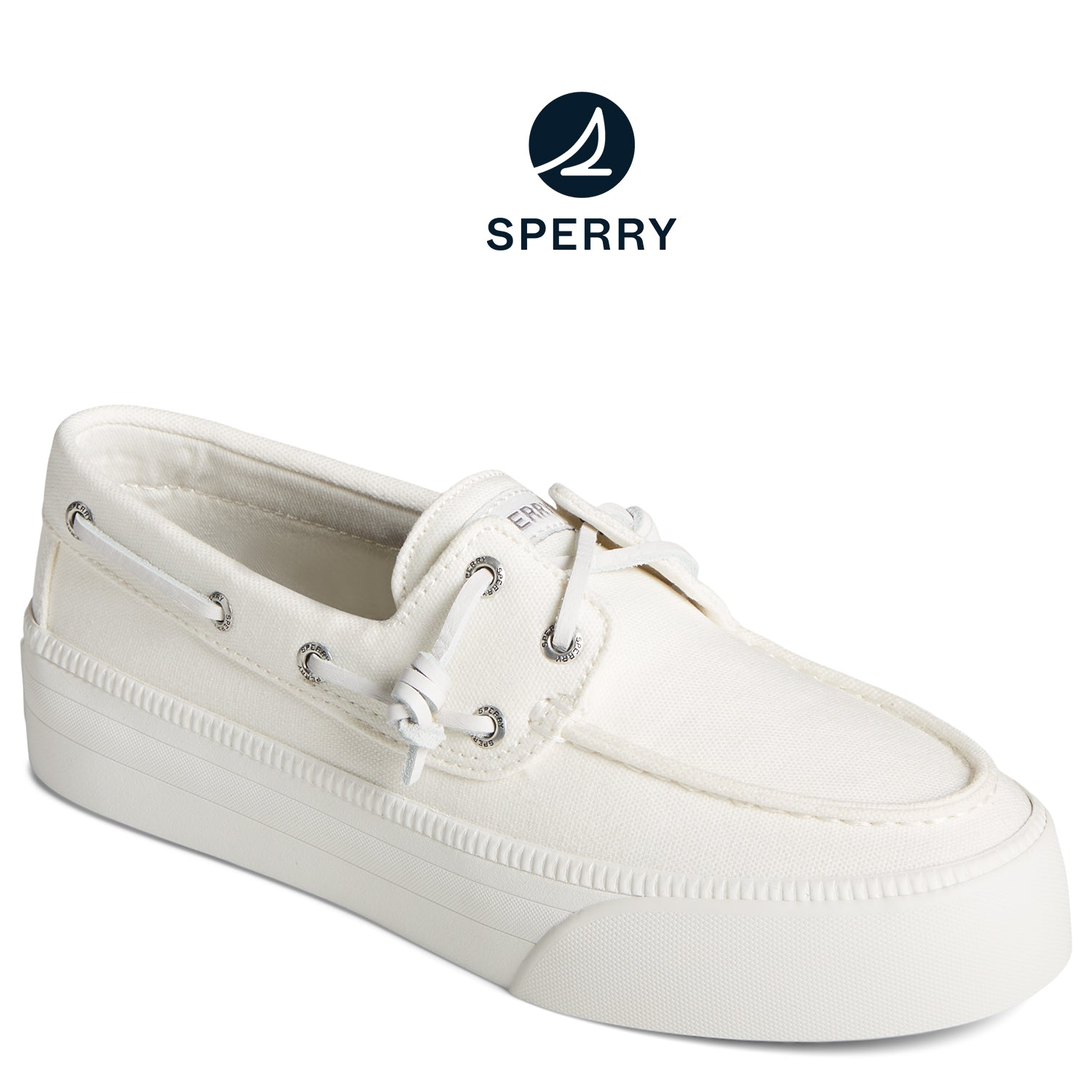 Sperry Mujer Zapatillas Náuticas Sperry Bahama Platform Para Mujer Blancas, Textil, Suela Plataforma Nauticos Mujer