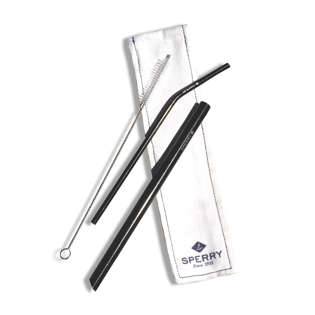 Stainless Straw Set w/ Pouch Black