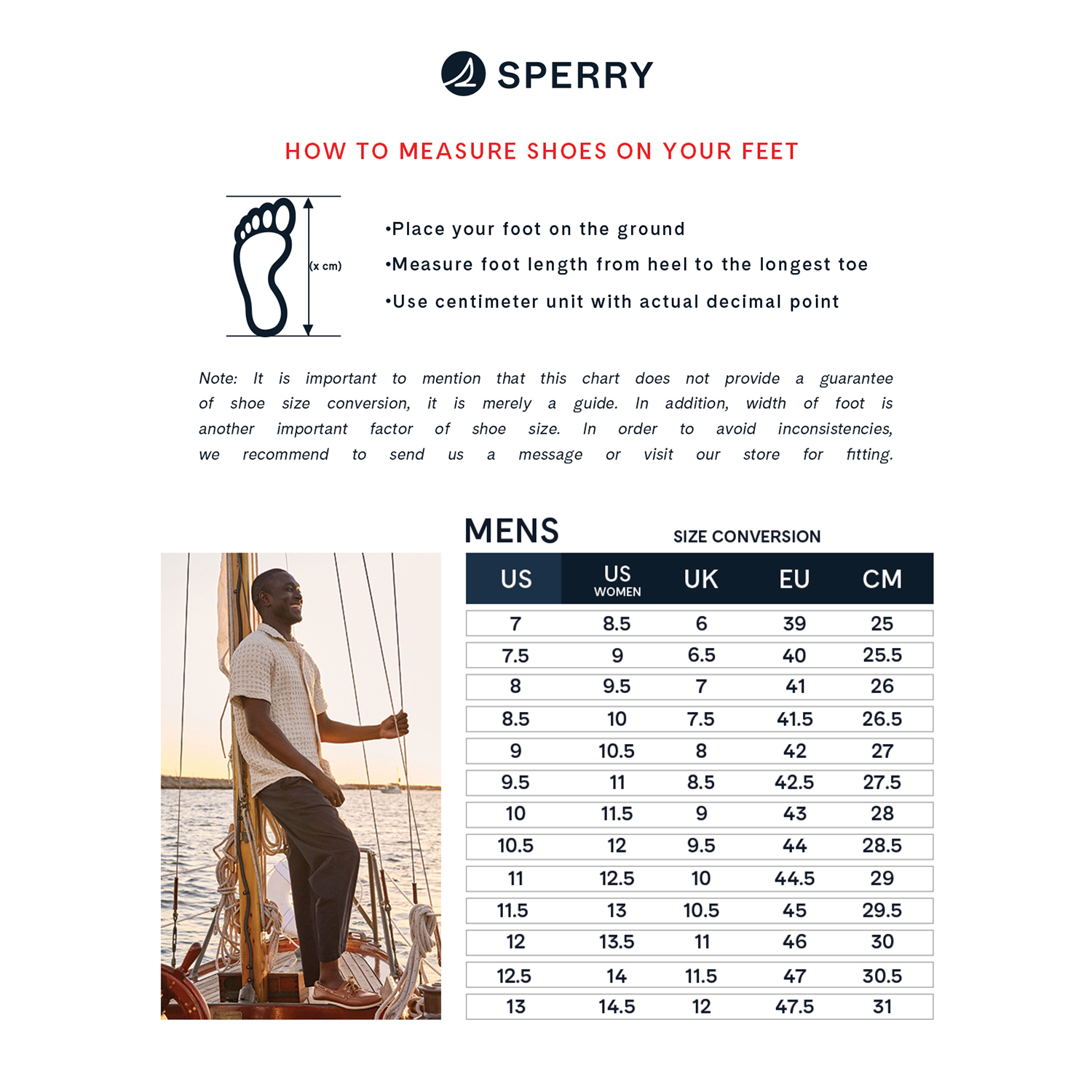 Sperry shoe chart discount