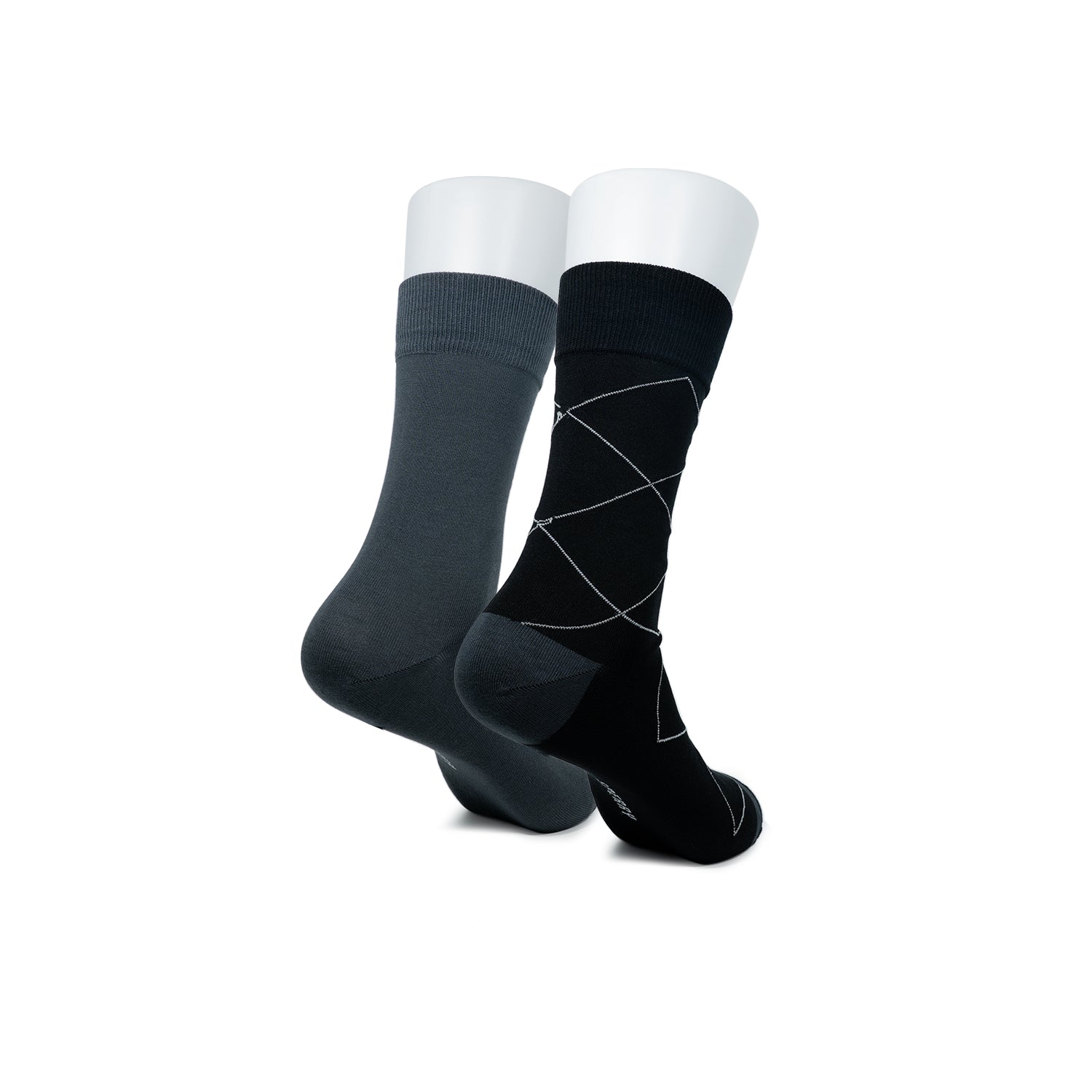 Men's 2 in 1 Crew Socks - Black/Grey (25F65711)