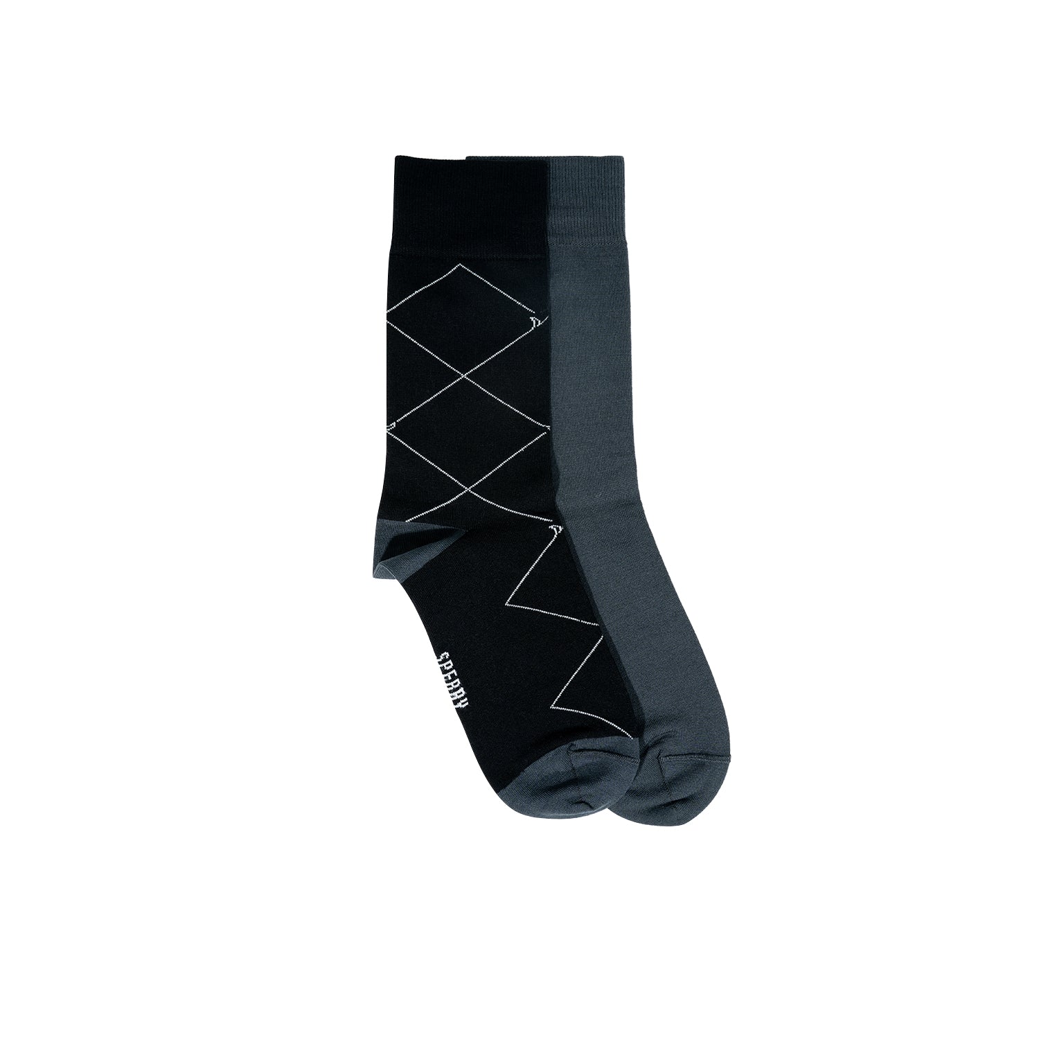 Men's 2 in 1 Crew Socks - Black/Grey (25F65711)