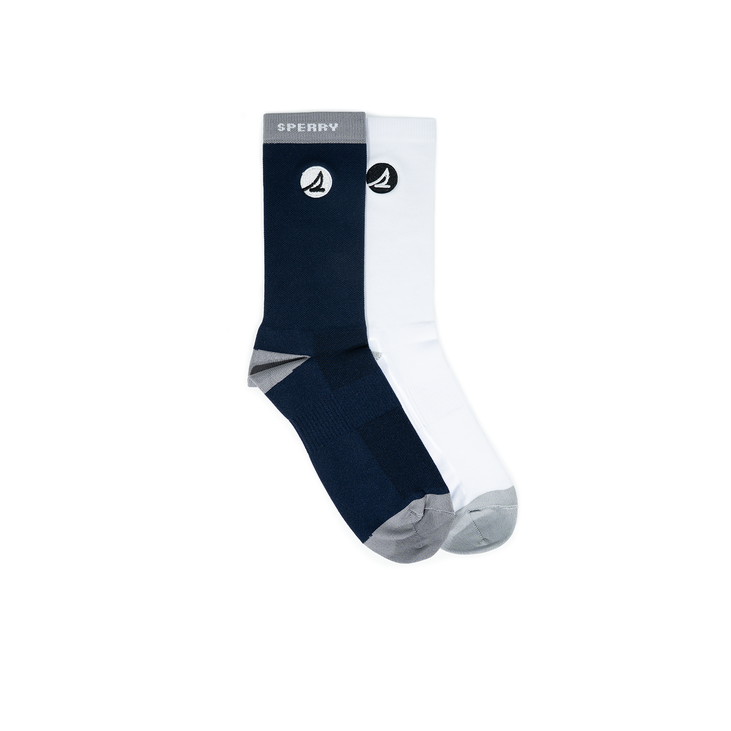 Men's 2 in 1 Crew Socks - White/Navy (25F65681)