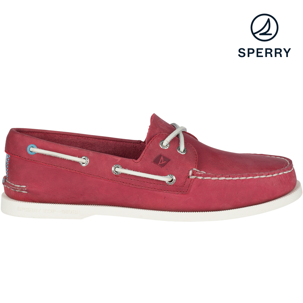 Red sperry discount shoes