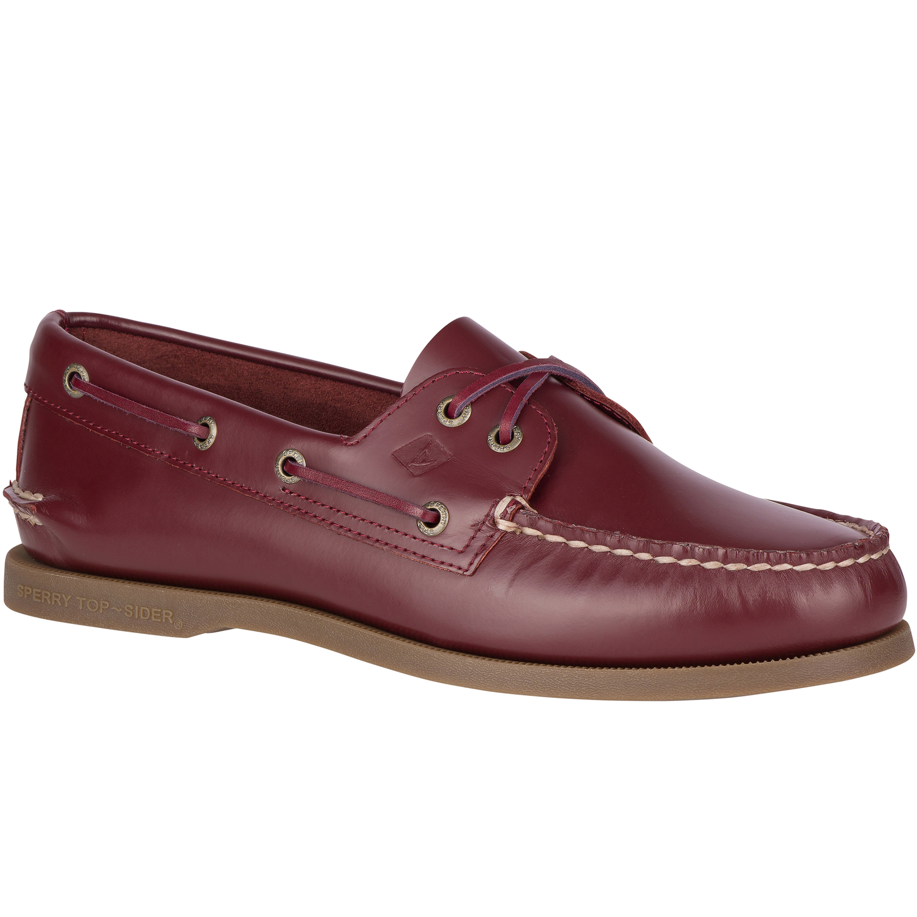 Men s Authentic Original Box Leather Boat Shoe Burgundy STS20742