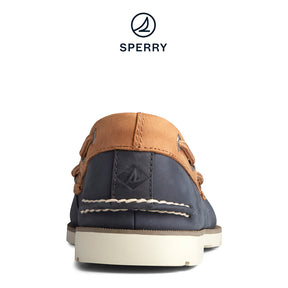 Men's Leeward 2-Eye Leather Navy/Tan Boat Shoes STS22353