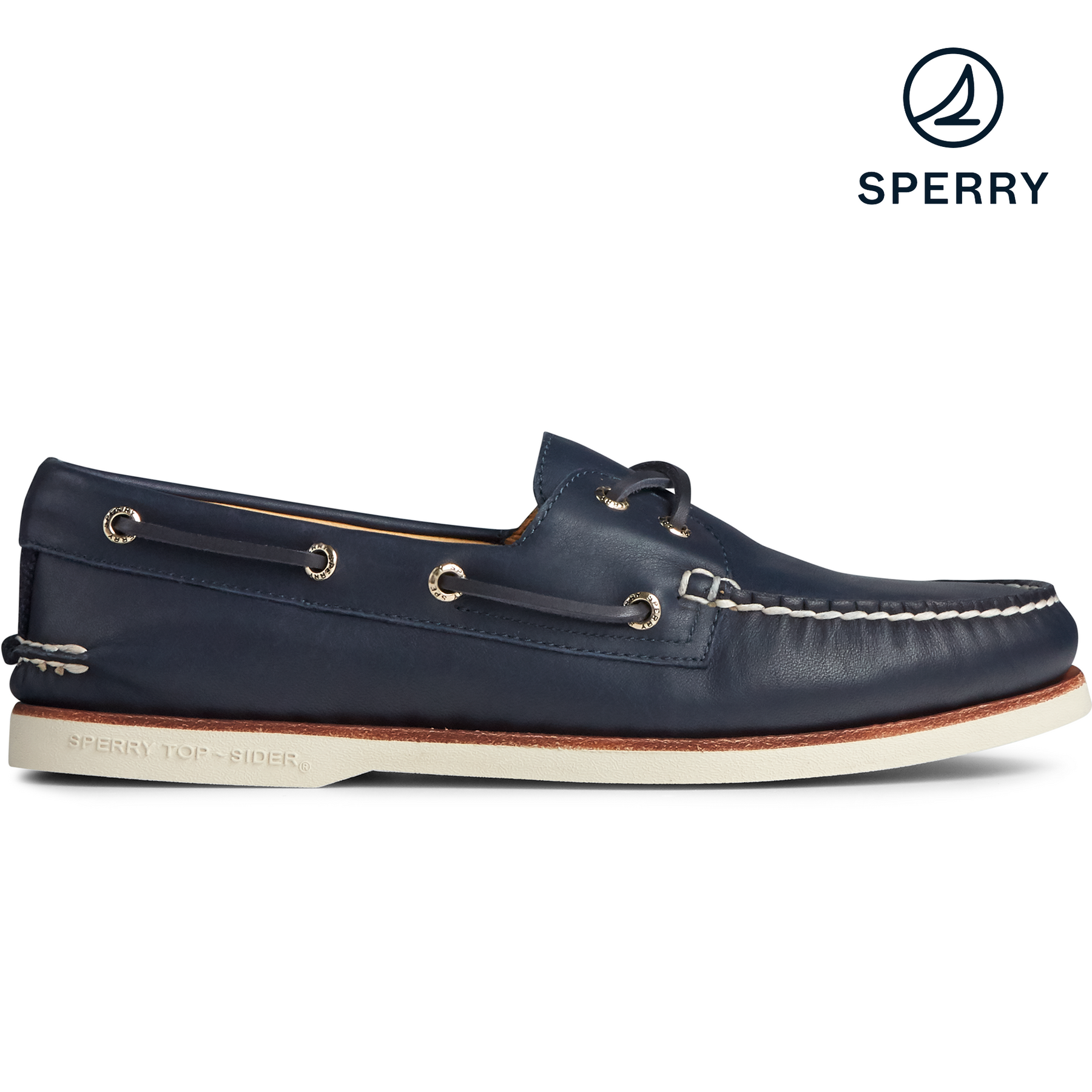 Men's Gold Cup Authentic Original 2-Eye Glove Leather Navy Boat Shoe (STS22578)