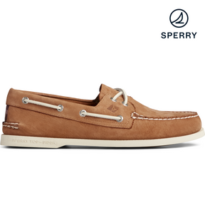 Men s Authentic Original Surf Leather Tan Boat Shoe STS22793