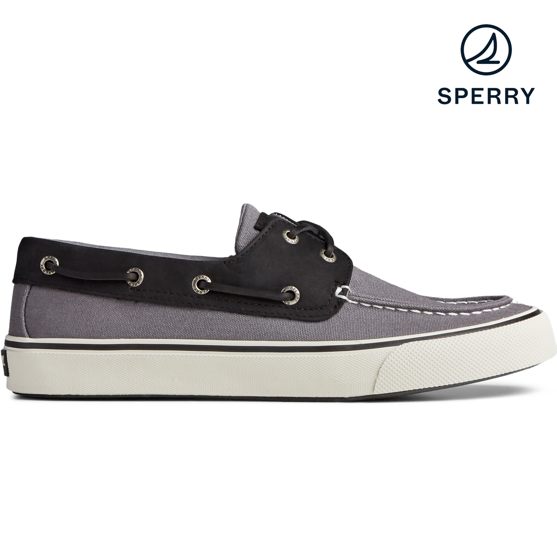 Men s Sperry Bahama II Gray Black Sneaker STS23052