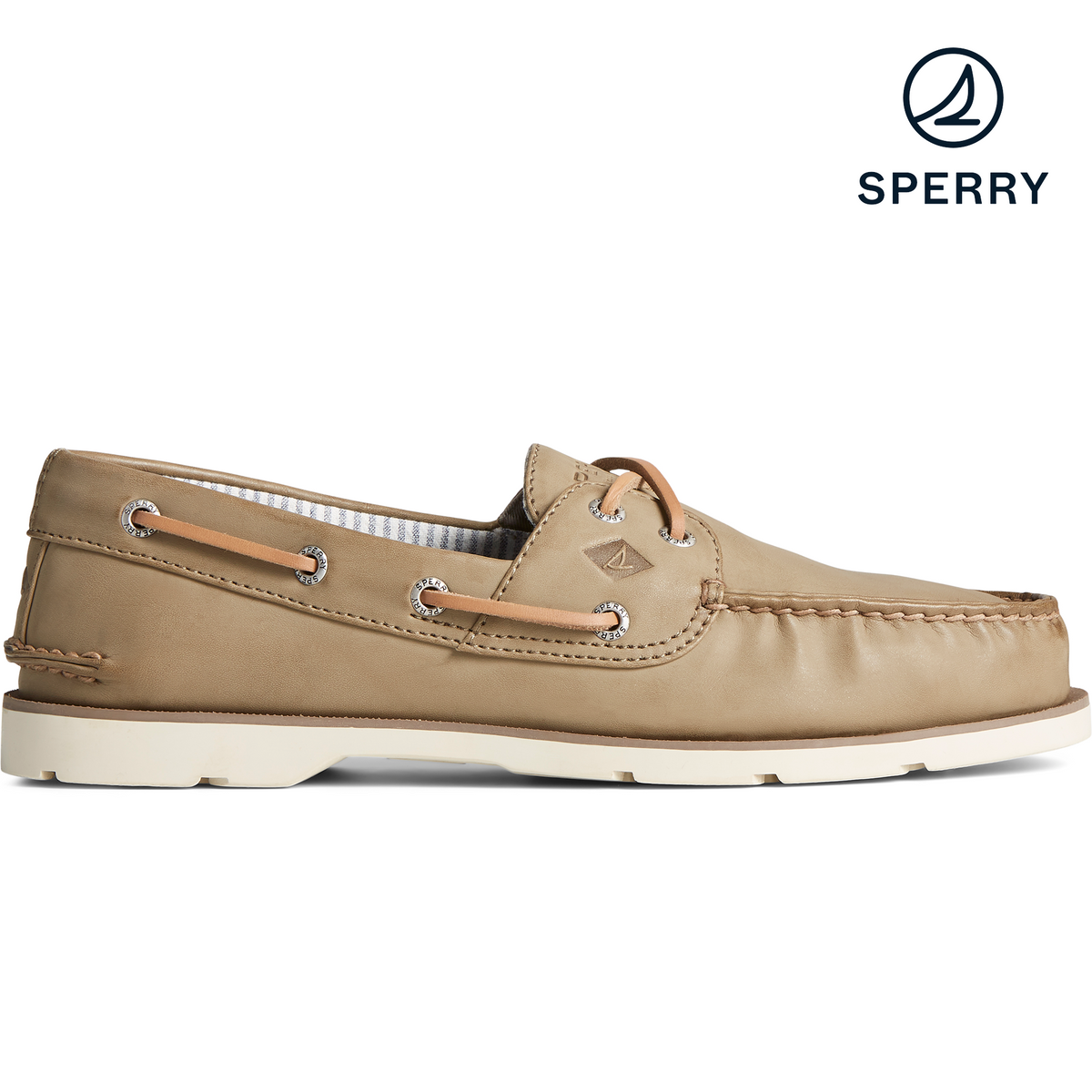 Sperry Men s Leeward 2 Eye Synthethic Leather Boat Shoe Taupe STS24