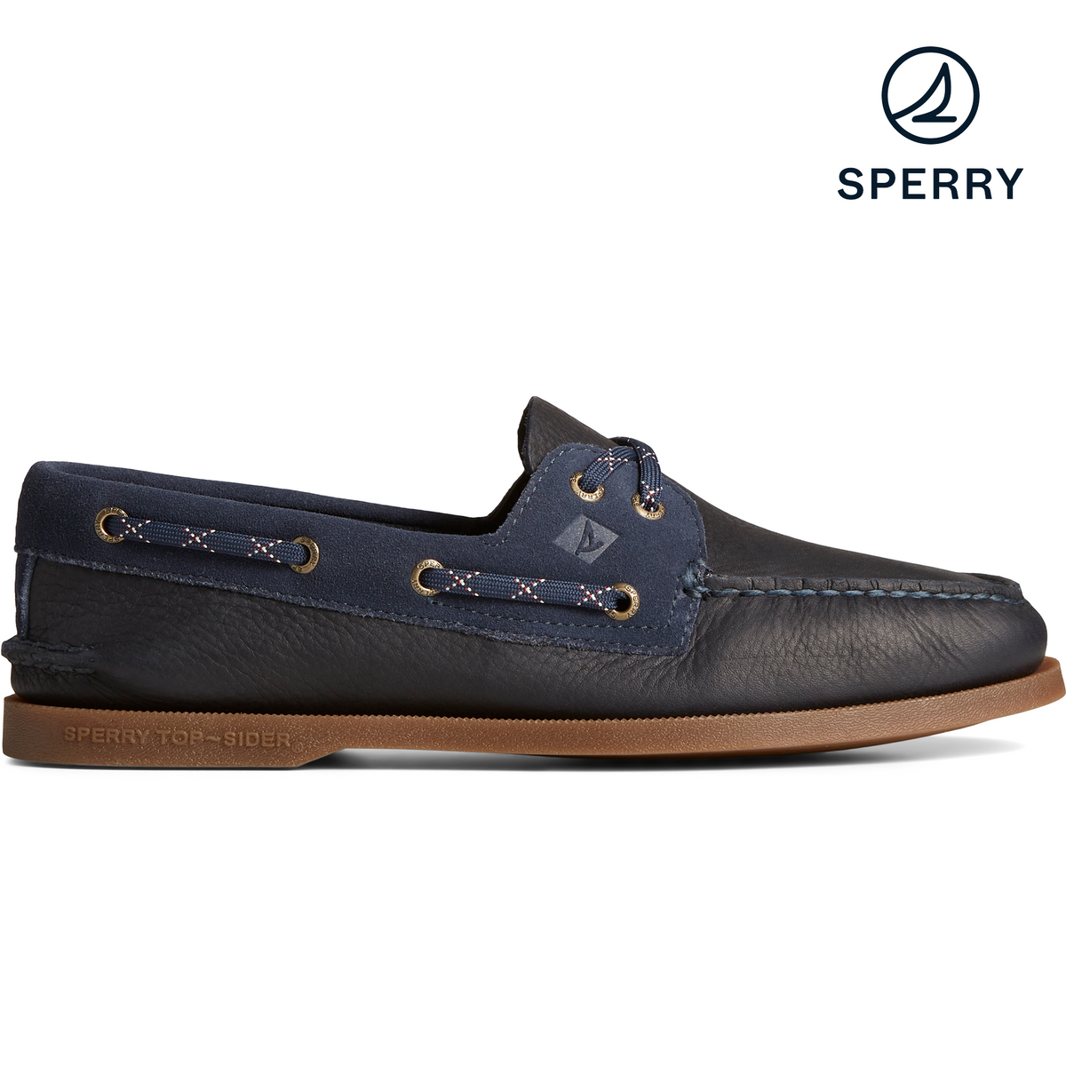 Men s Authentic Original Tumbled Suede Boat Shoe Navy STS24532