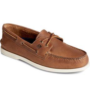 Men's Authentic Original Cross Lace Leather Boat Shoe - Tan (STS24867)