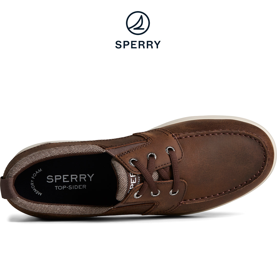 Men's Bowrider Plushstep Leather Slip-On Boat Sneaker - Brown (STS25001)