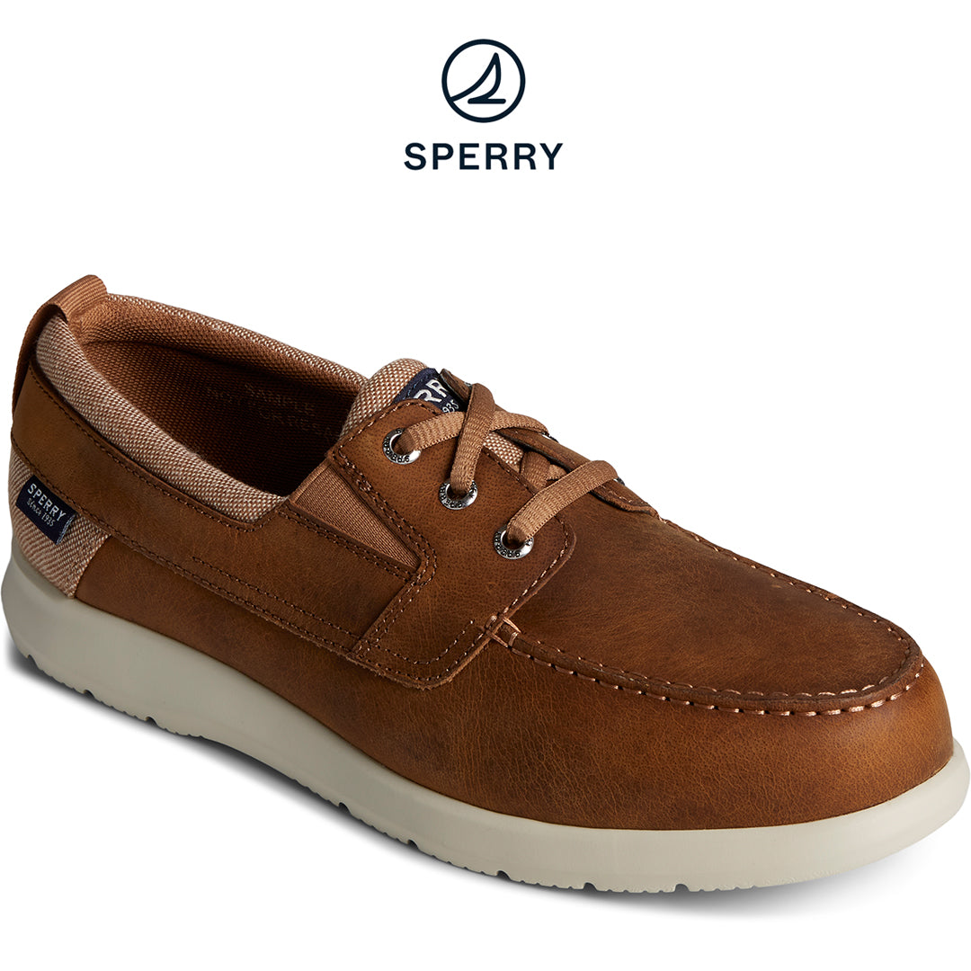 Men's Bowrider Plushstep Leather Slip-On Boat Sneaker - Tan (STS25002)