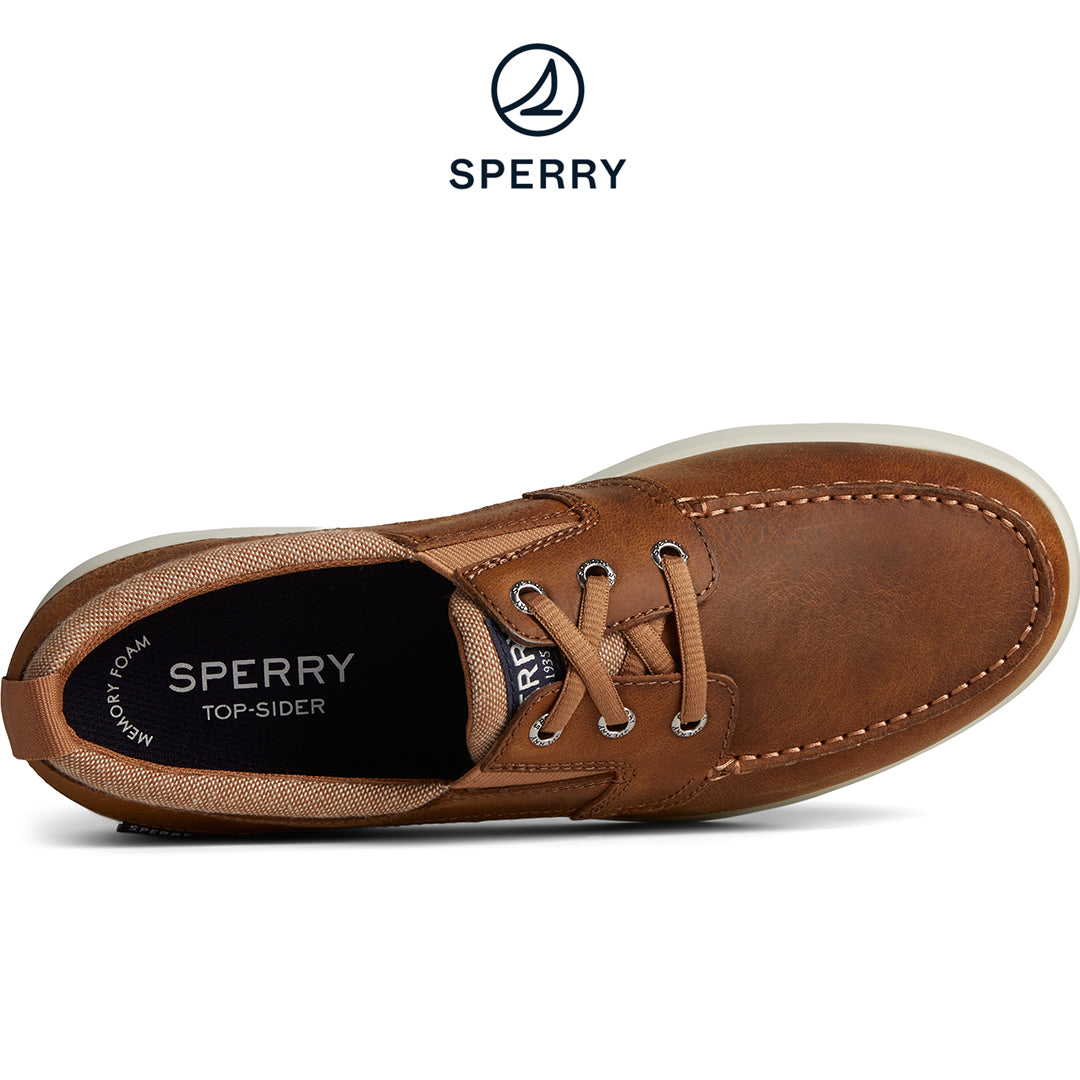 Men's Bowrider Plushstep Leather Slip-On Boat Sneaker - Tan (STS25002)