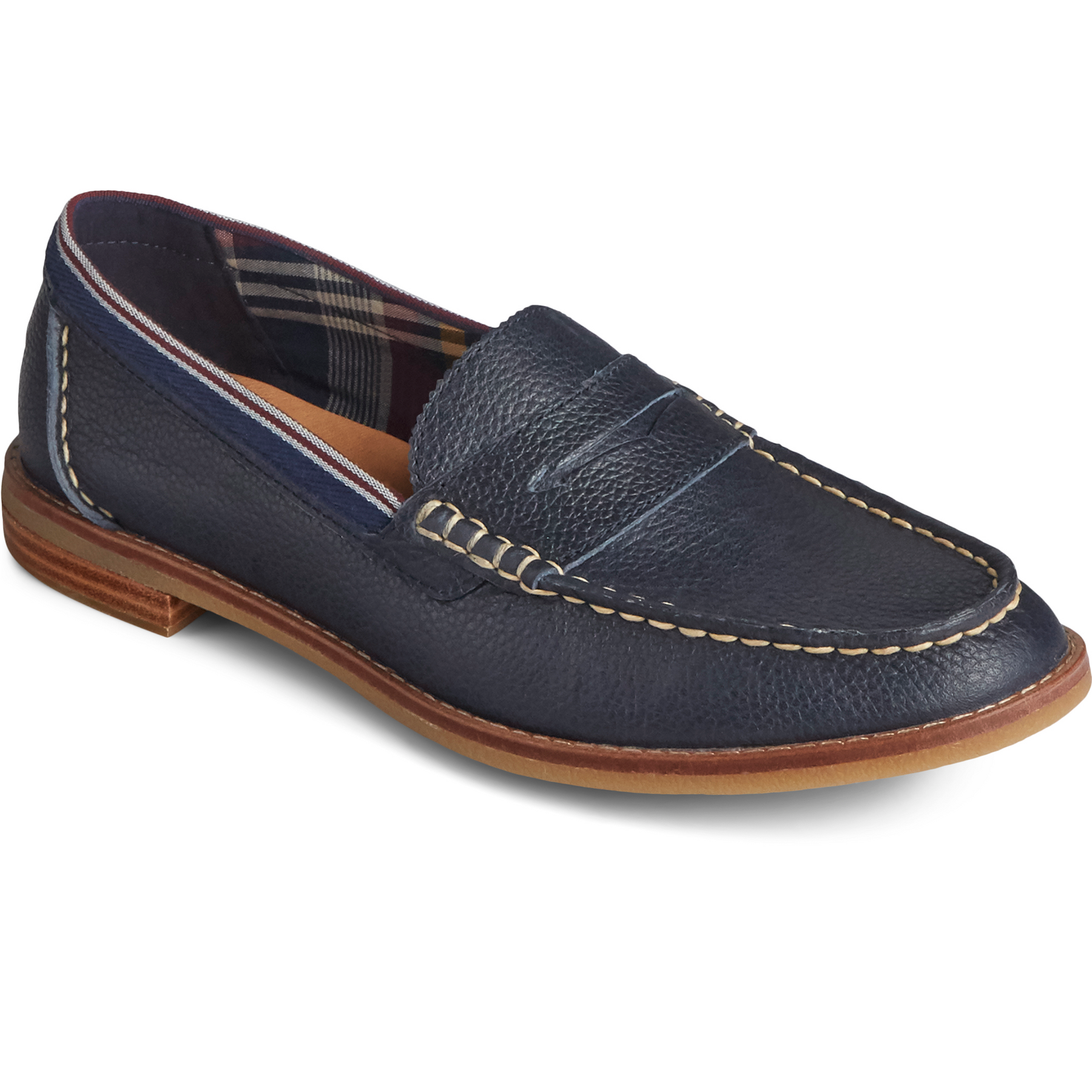 Women's Seaport Penny Tumbled Leather Navy Loafer (STS85433)