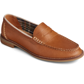 Women's Seaport Penny Tumbled Leather Tan Loafer (STS85436)