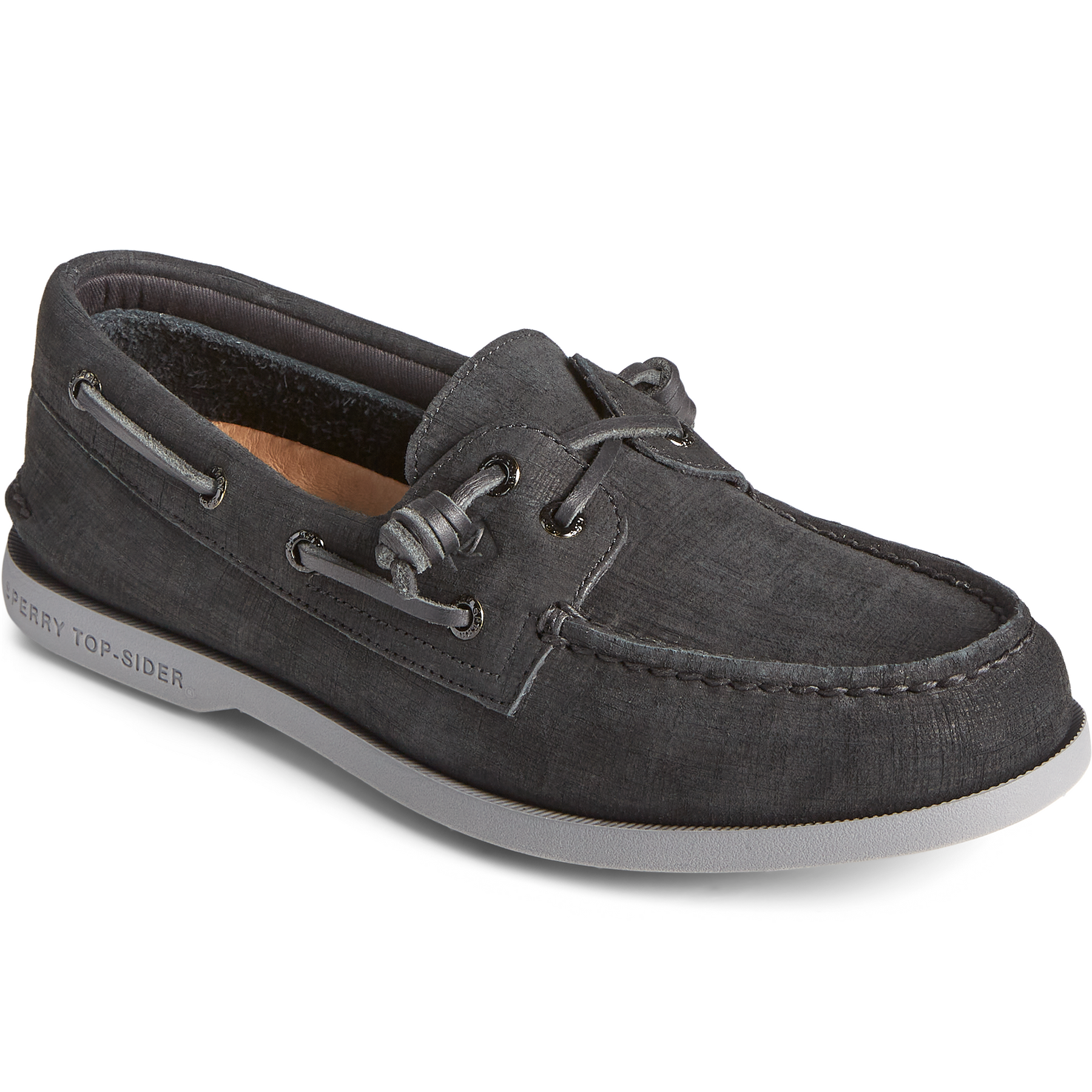 Women's Authentic Original 2-Eye PLUSHWAVE Checkmate Black Boat Shoe (STS86655)