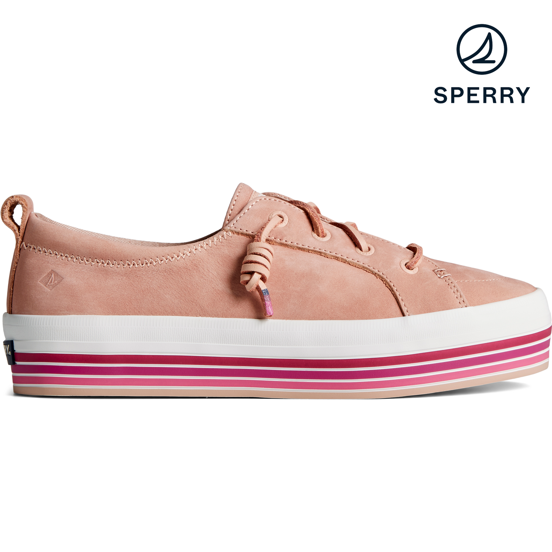 Women's Crest Vibe Platform Stripe Sneaker - Pink (STS87182)