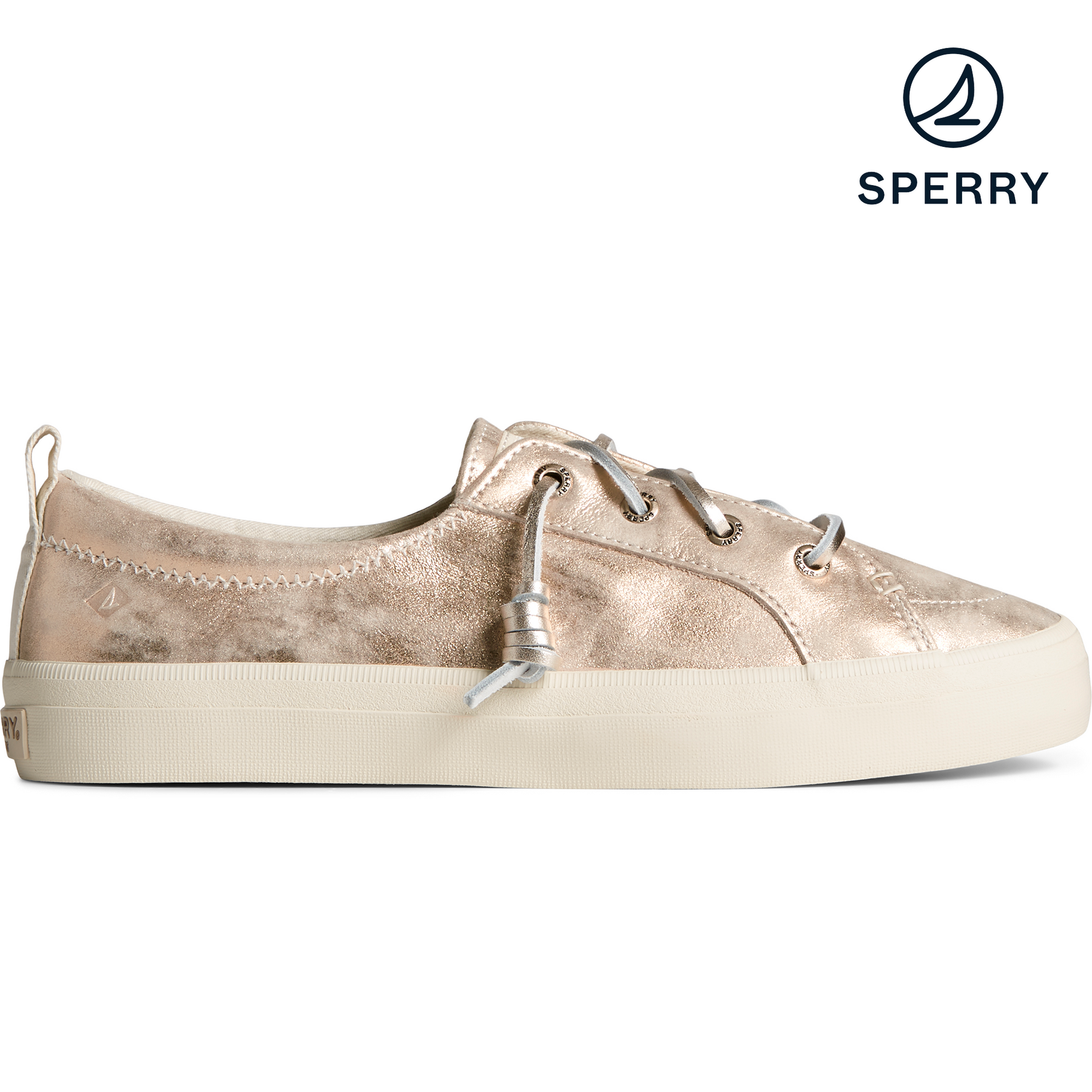 Sperry Women's Crest Vibe Sparkle Sneakers In Blush - Festive & Comfy Textile Shoes With Memory Foam