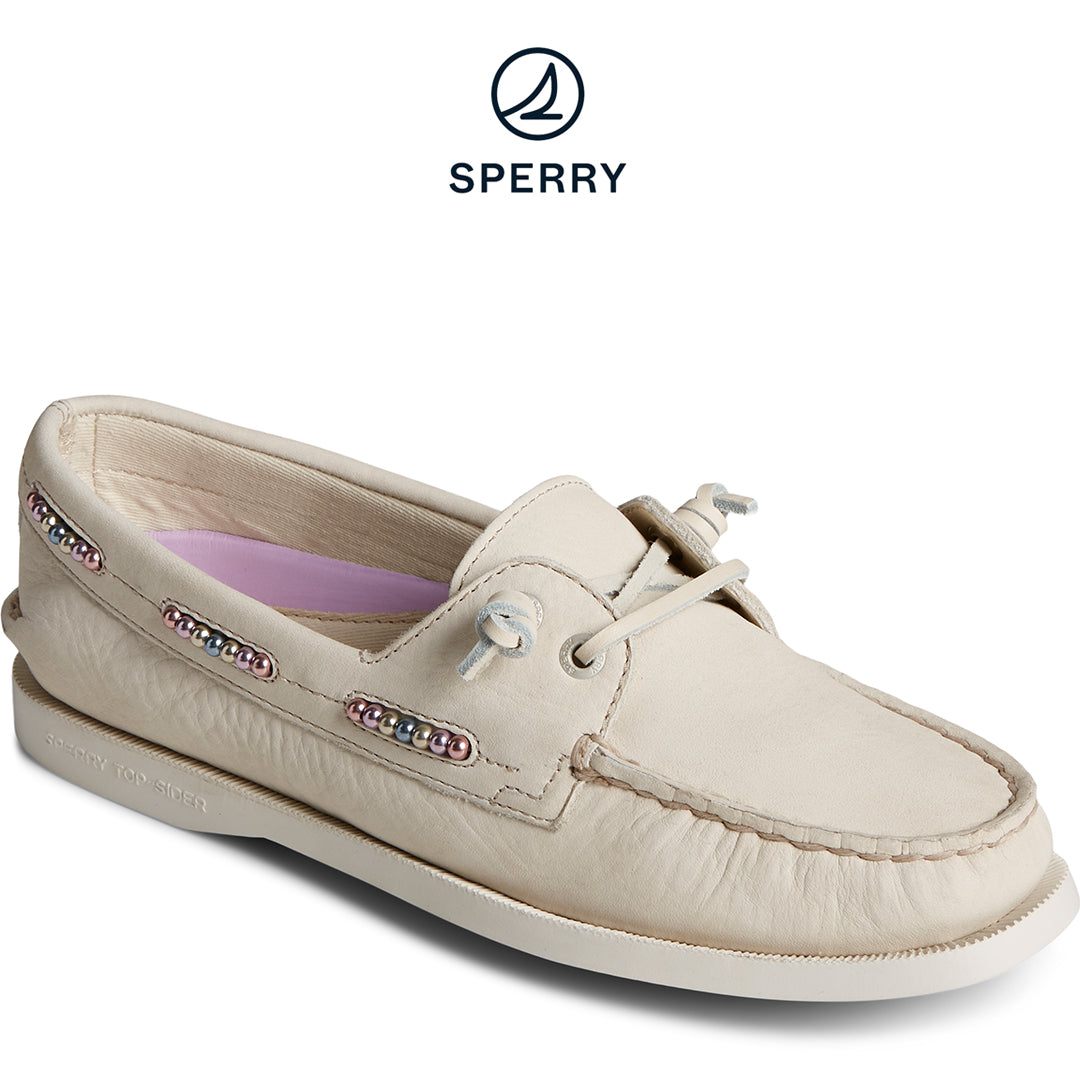 Women's Authentic Original™ 2-Eye Leather Boat Shoe Off White (STS88370)