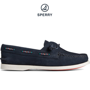 Women's Authentic Original™ 2-Eye Leather Boat Shoe Navy (STS88371)