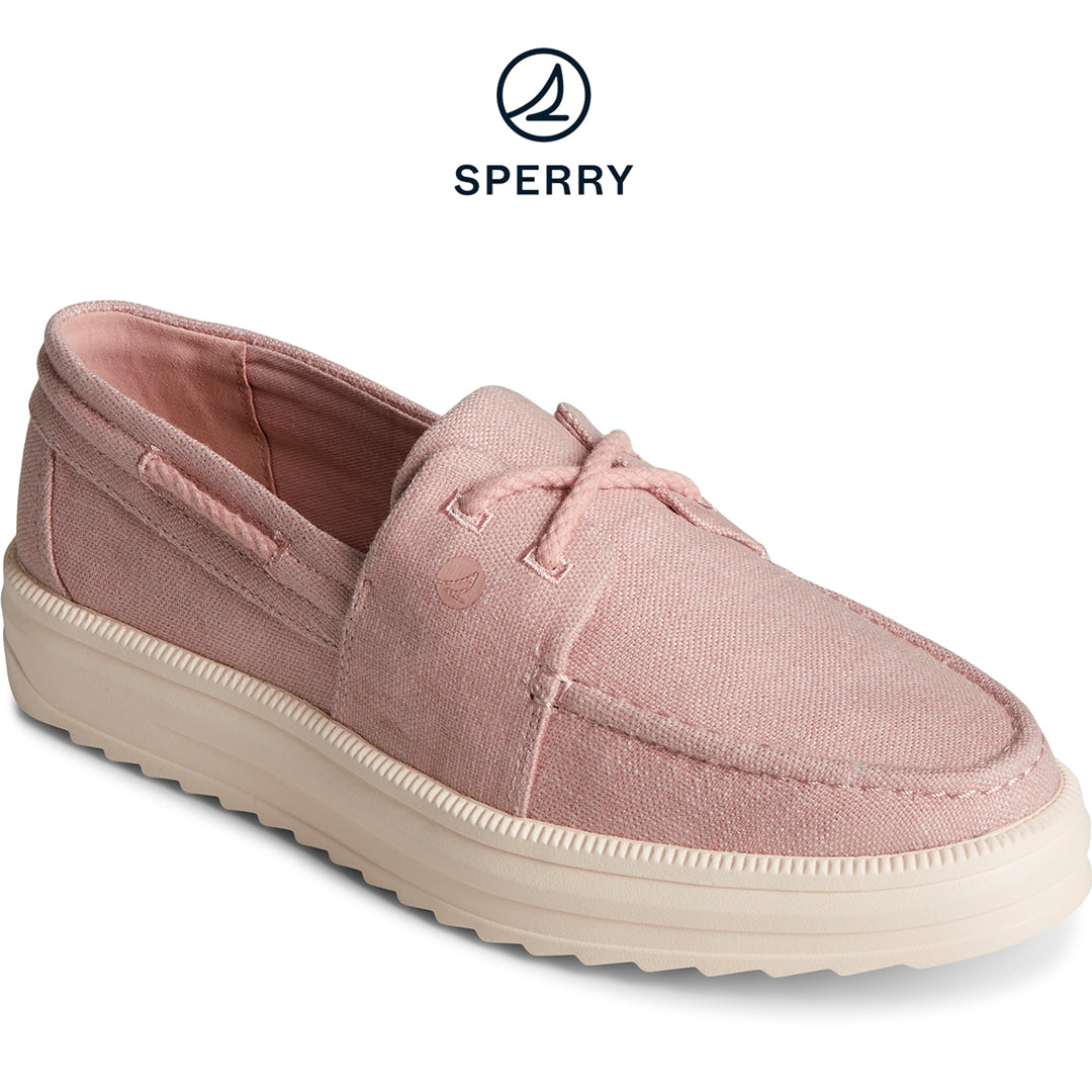 Women's Cruise Plushstep Slubby Linen Boat Sneaker  Rose (STS88423)