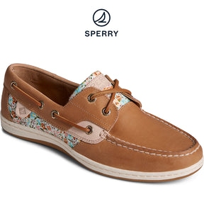 Women's Koifish Ditsy Floral Boat Shoe Tan (STS88691)