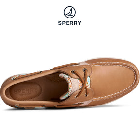 Women's Koifish Ditsy Floral Boat Shoe Tan (STS88691)